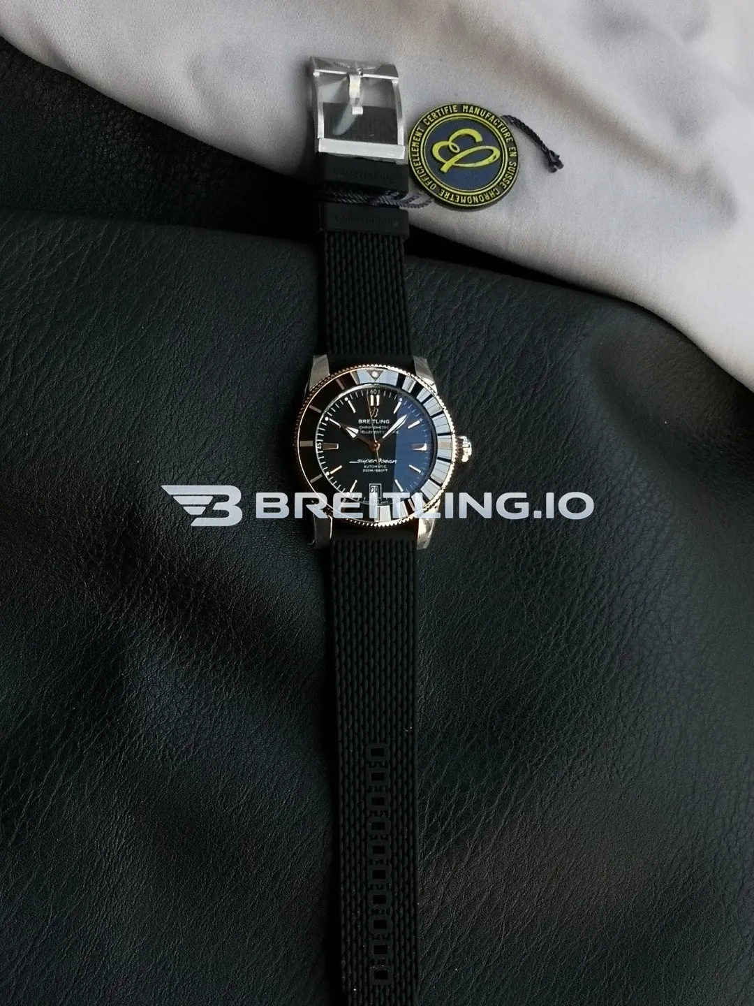 Breitling Superocean Heritage B20 UB2010121B1S1 42mm Black Sunburst Dial Two-Tone Rose Gold & Steel Bezel Replica Front View