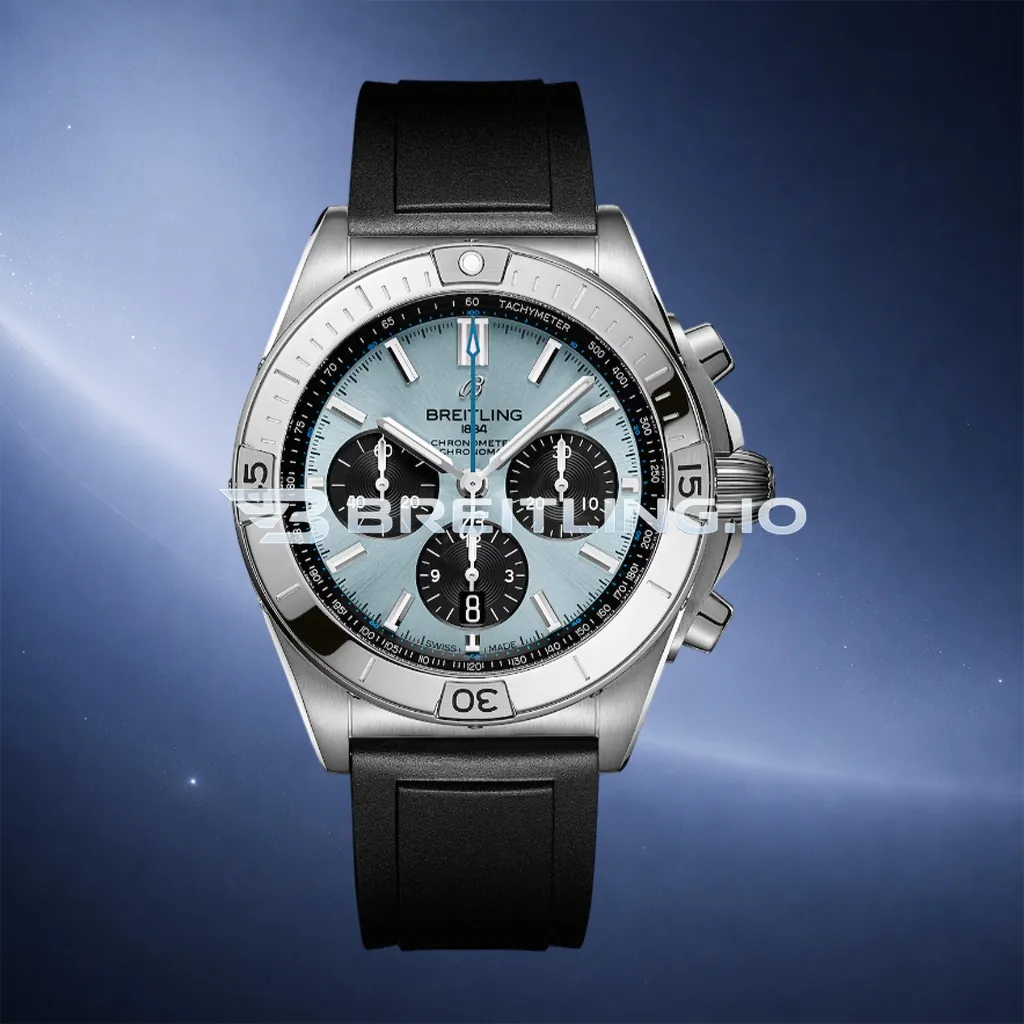 Breitling Chronomat PB0134101C1S1 42mm Ice Blue Sunburst Chronograph Dial Polished Platinum Bezel Replica First Image