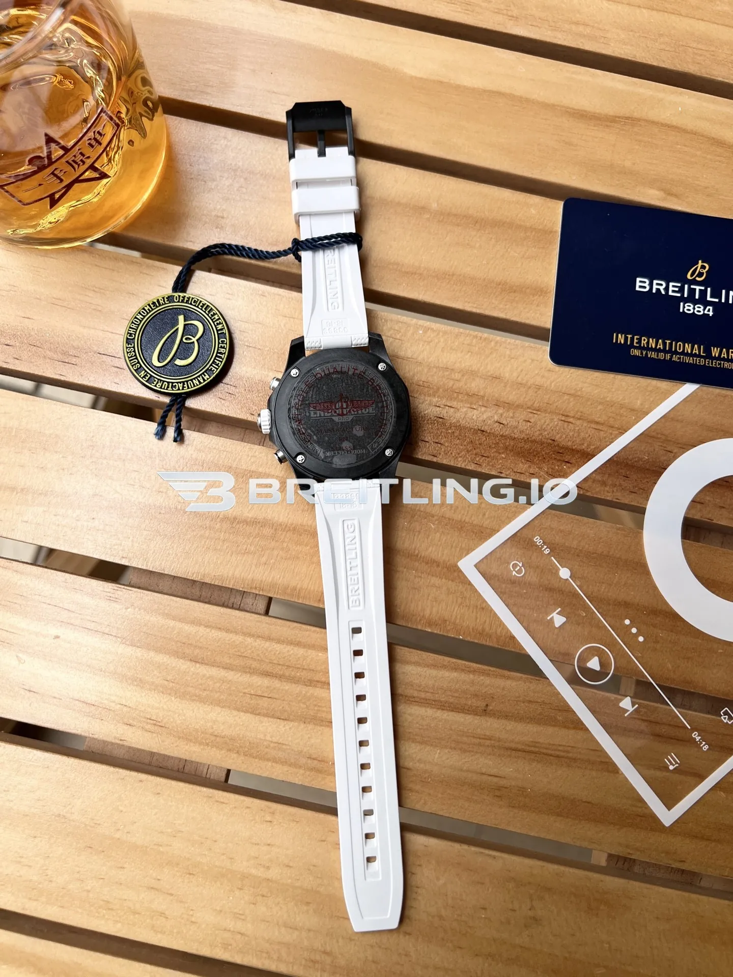 Breitling Professional Endurance Pro X83310A71B1S1 38mm Black Matte Dial Black Breitlight Case White Textured Rubber Strap Replica Back View