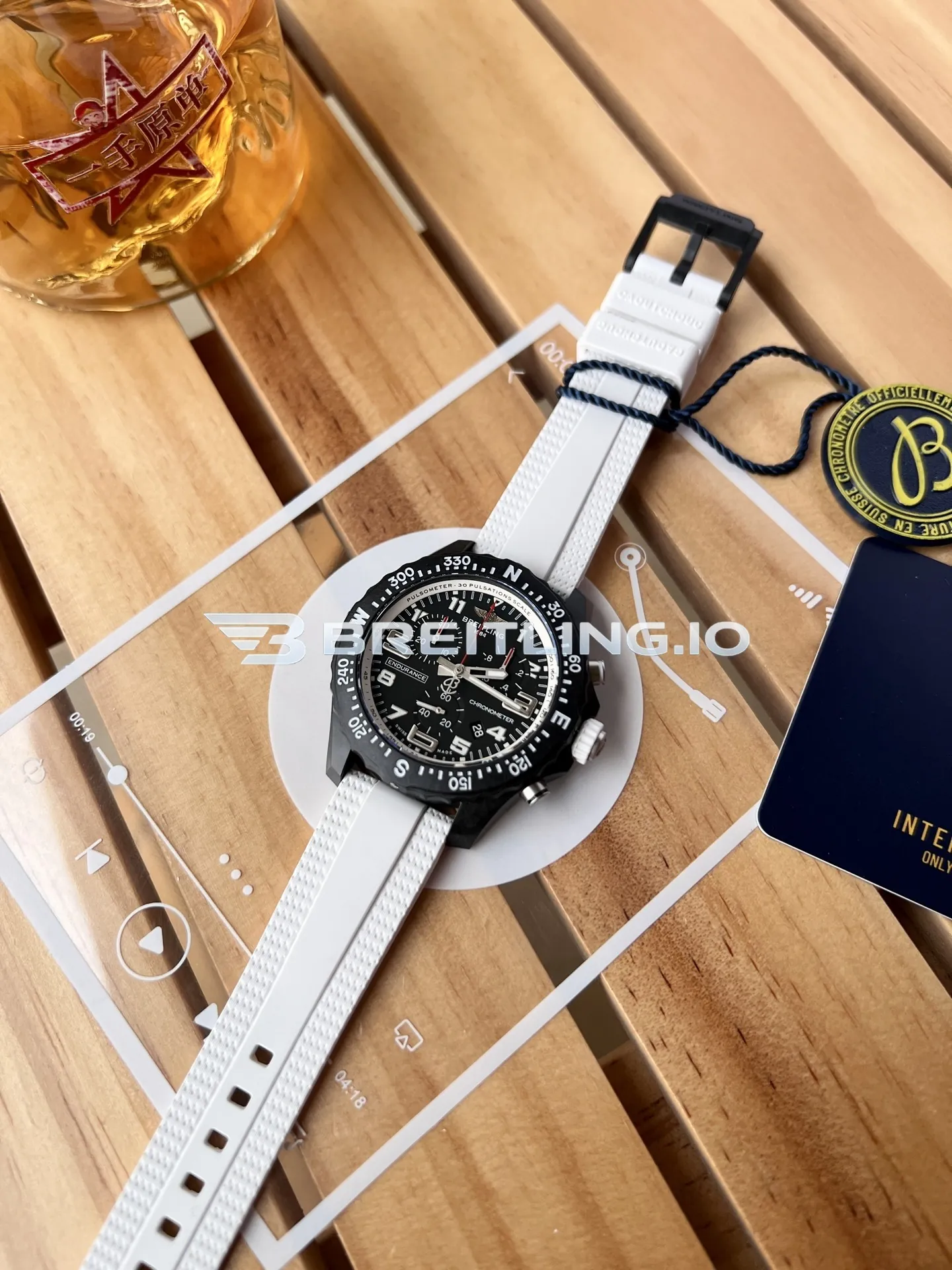 Breitling Professional Endurance Pro X83310A71B1S1 38mm Black Matte Dial Black Breitlight Case White Textured Rubber Strap Replica Side View 2