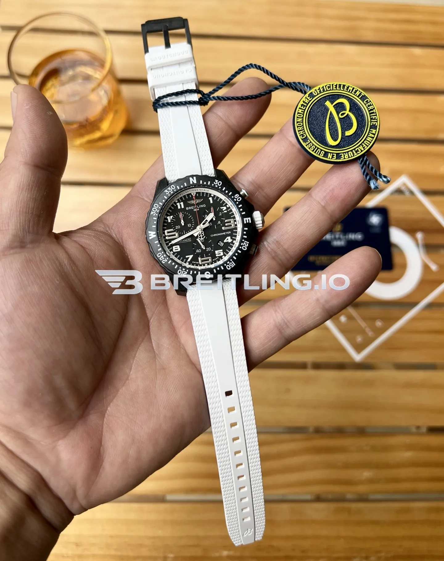 Breitling Professional Endurance Pro X83310A71B1S1 38mm Black Matte Dial Black Breitlight Case White Textured Rubber Strap Replica Side View 1