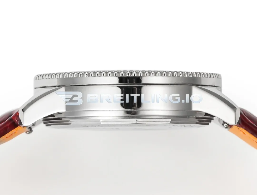 Breitling Navitimer A17327211G1P1 36mm Silver Sunburst No-Date Dial Stainless Steel Beaded Fluted Flight Slide Rule Bezel Replica Left View