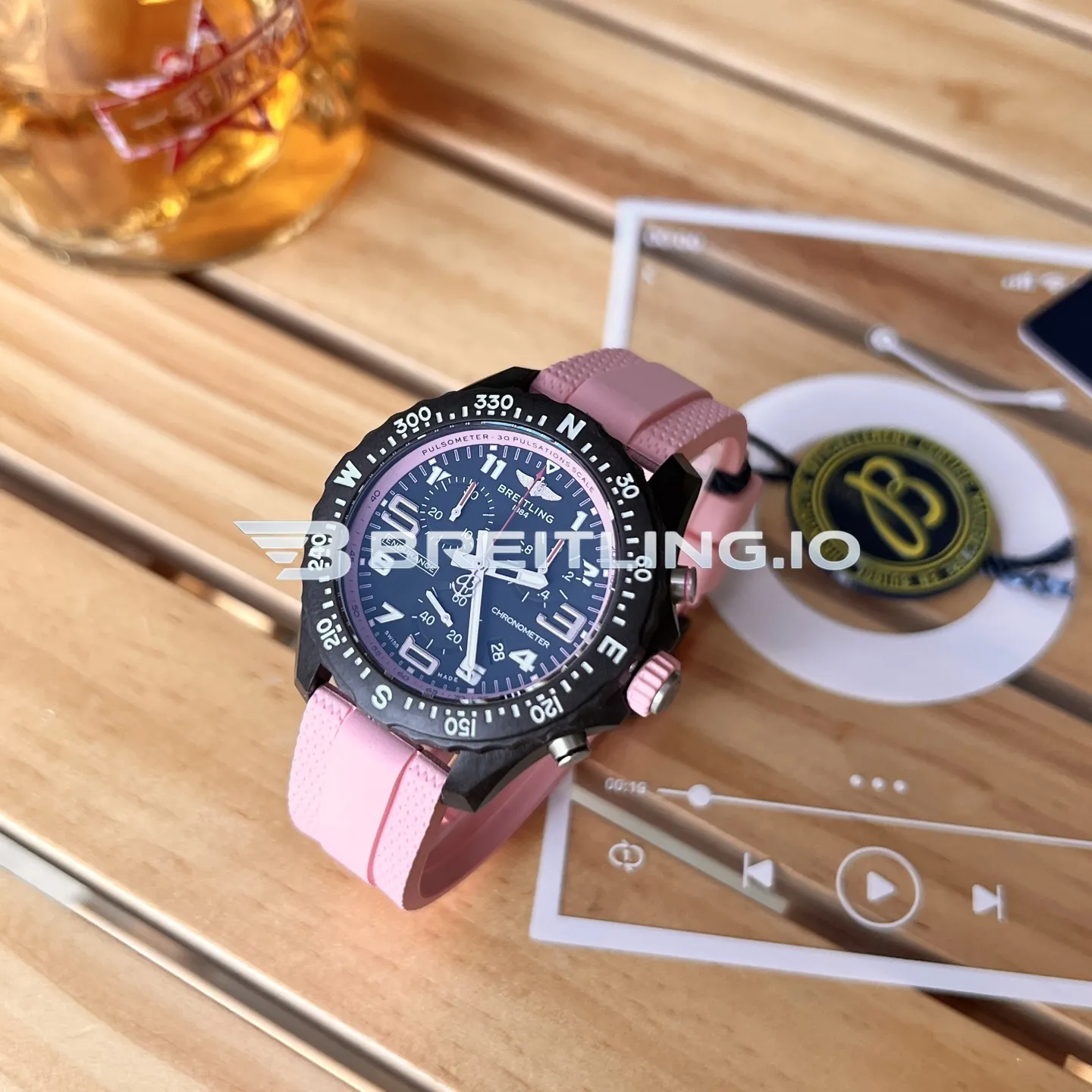 Breitling Professional Endurance Pro X83310D41B1S1 38mm Dark Black Dial Pastel Pink Inner Track Black Breitlight Composite Case Replica Dial Detail 2