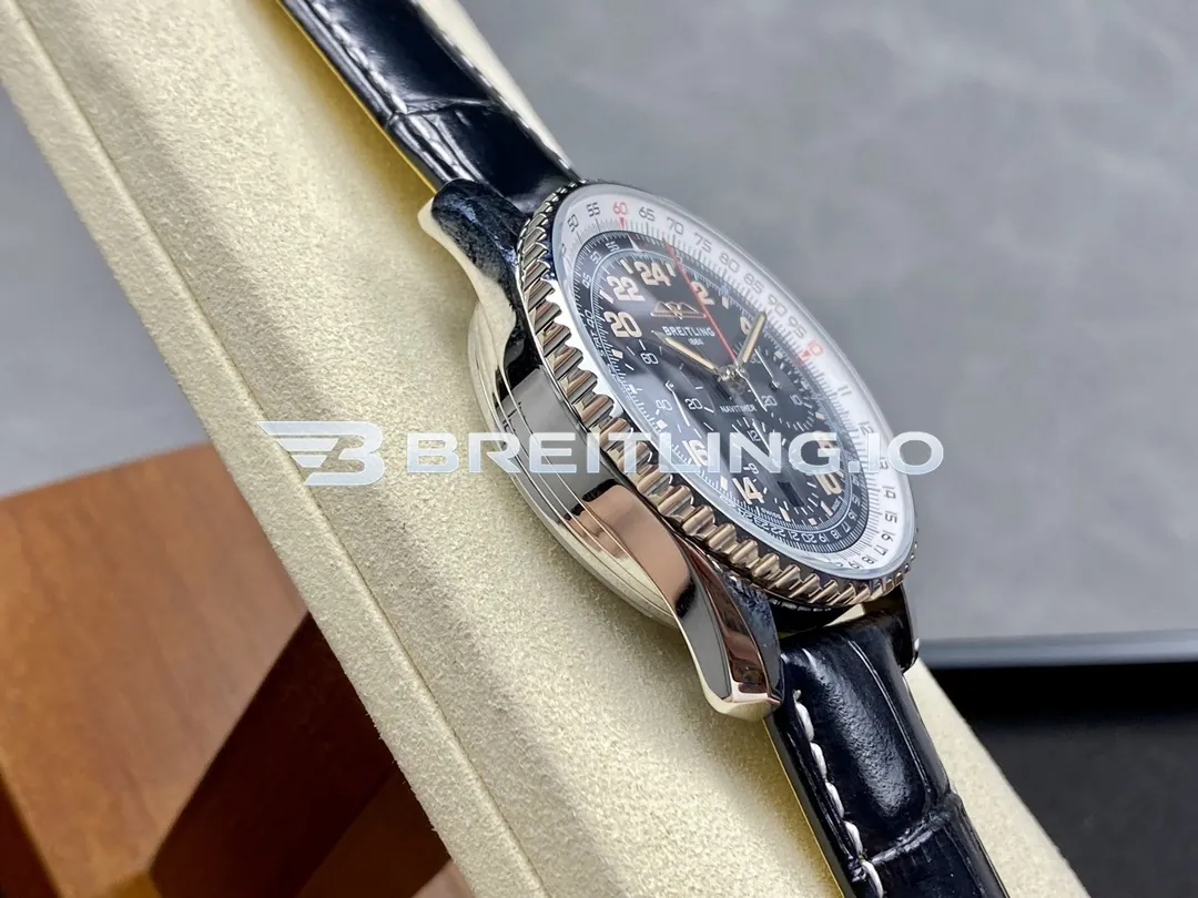 Breitling Navitimer PB02301A1B1P1 41mm Black 24H Chronograph Dial Polished Stainless Steel Case Slide Rule Bezel Replica Left View