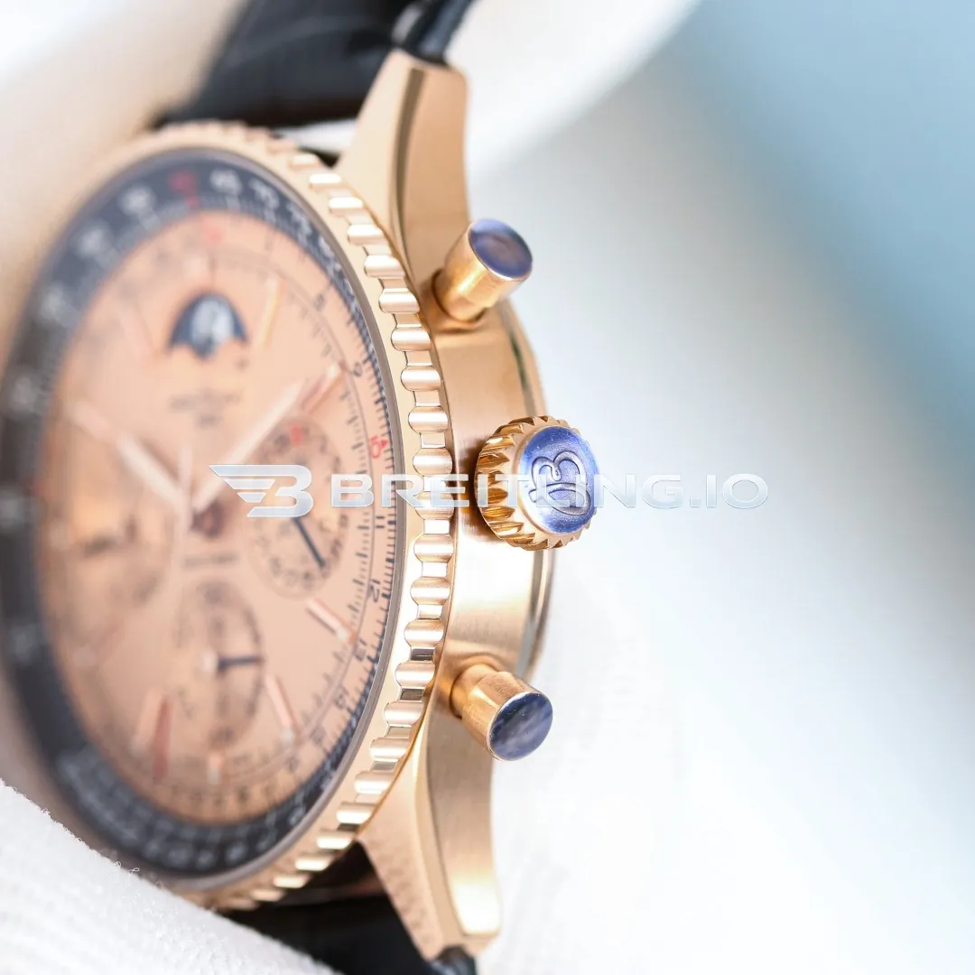 Breitling Navitimer RB19101A1H1P1 43mm Rose Gold Perpetual Calendar Moonphase Dial Solid 18K Rose Gold Case Replica Right View