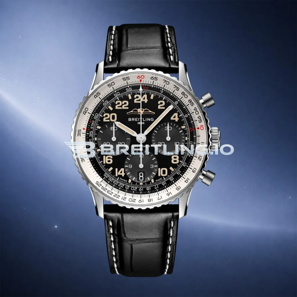 Breitling Navitimer PB02301A1B1P1 41mm Black 24H Chronograph Dial Polished Stainless Steel Case Slide Rule Bezel Replica First Image