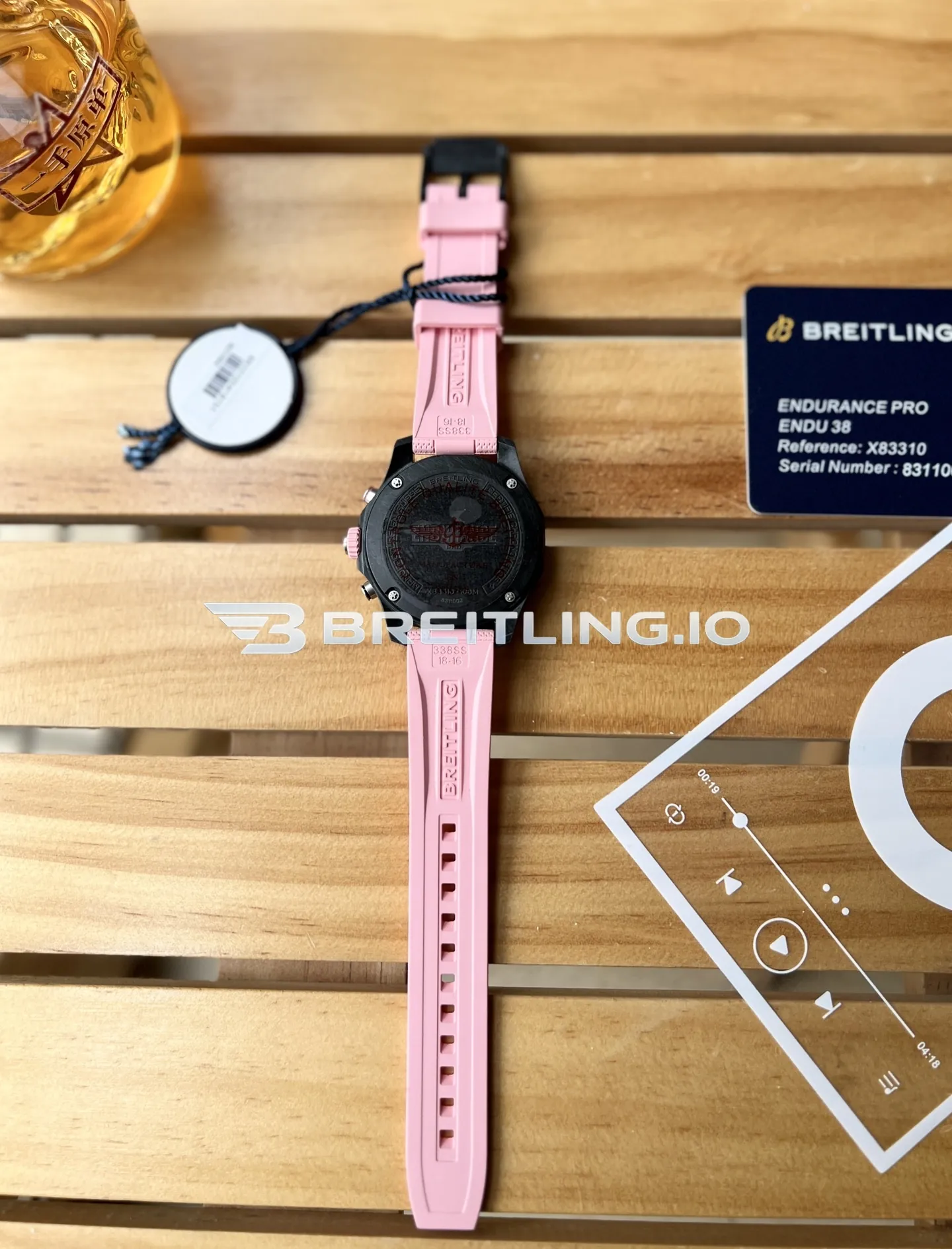 Breitling Professional Endurance Pro X83310D41B1S1 38mm Dark Black Dial Pastel Pink Inner Track Black Breitlight Composite Case Replica Back View