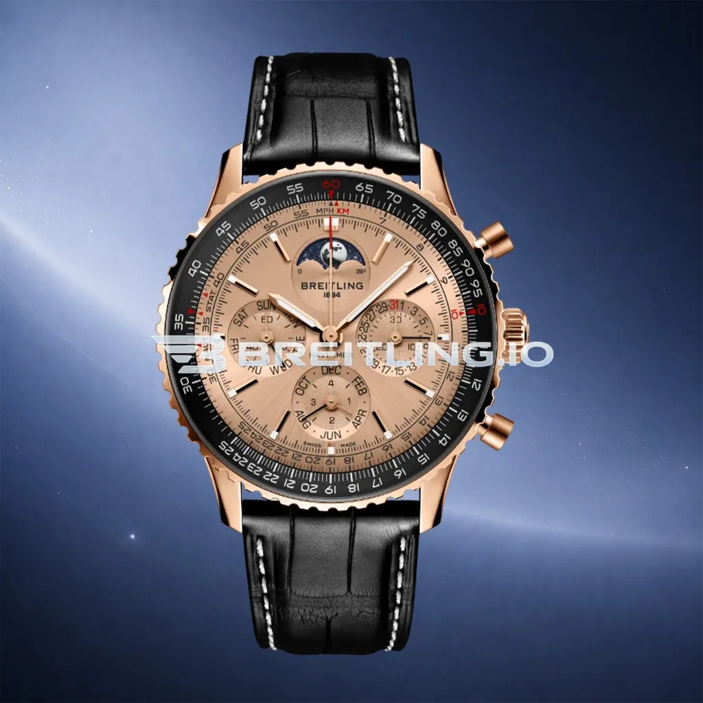 Breitling Navitimer RB19101A1H1P1 43mm Rose Gold Perpetual Calendar Moonphase Dial Solid 18K Rose Gold Case Replica First Image
