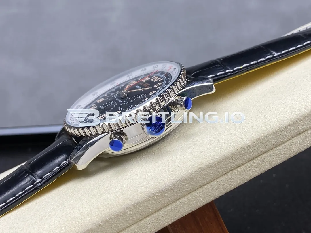 Breitling Navitimer PB02301A1B1P1 41mm Black 24H Chronograph Dial Polished Stainless Steel Case Slide Rule Bezel Replica Right View