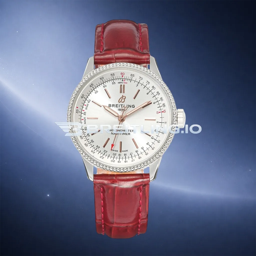 Breitling Navitimer A17327211G1P1 36mm Silver Sunburst No-Date Dial Stainless Steel Beaded Fluted Flight Slide Rule Bezel Replica First Image