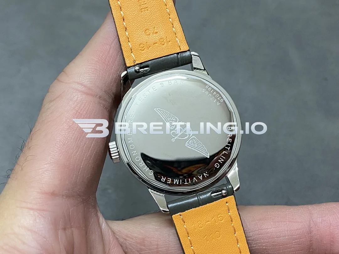 Breitling Navitimer A17327381B1P1 36mm Charcoal Grey Sunburst Dial Stainless Steel Beaded Grain Flight Slide Rule Bezel Replica Back View