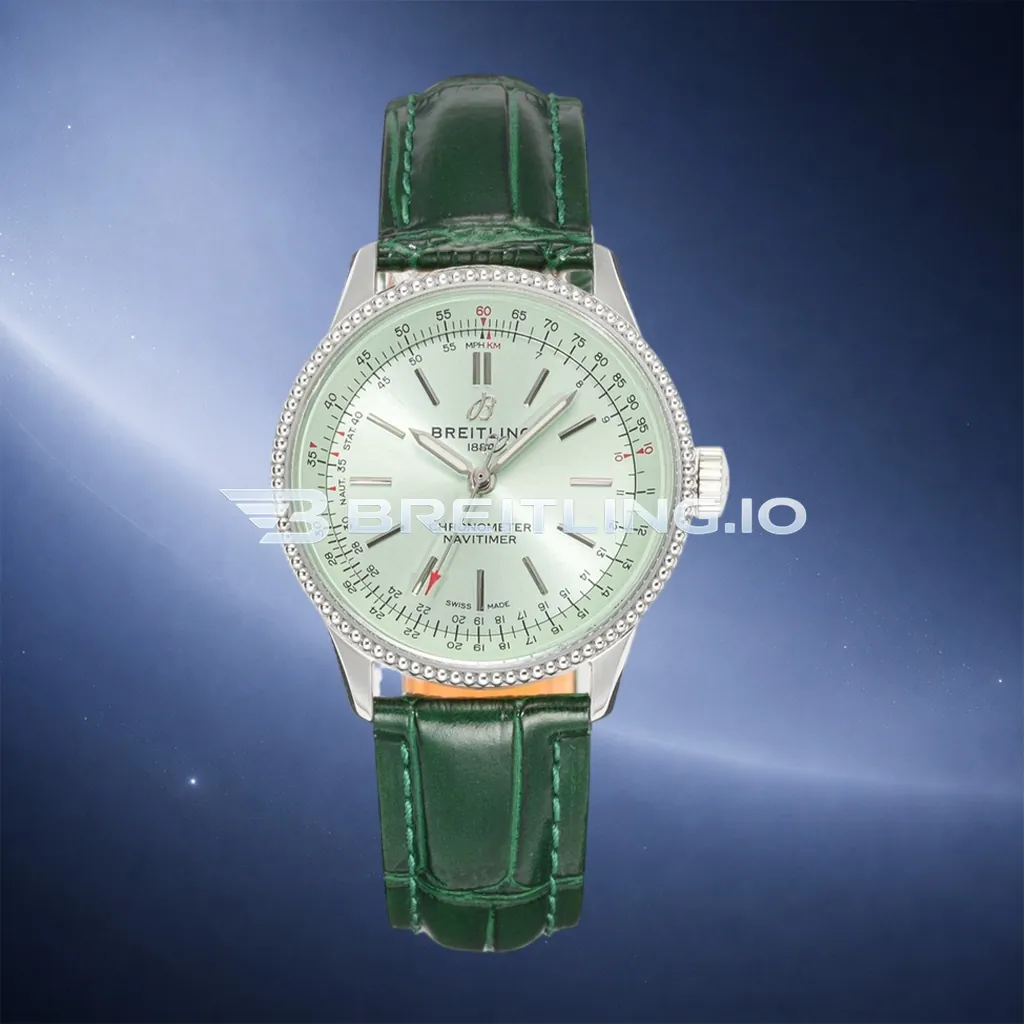 Breitling Navitimer A17327361L1P1 35mm Mint Green Sunburst Dial Stainless Steel Beaded Flight Slide Rule Bezel Replica First Image