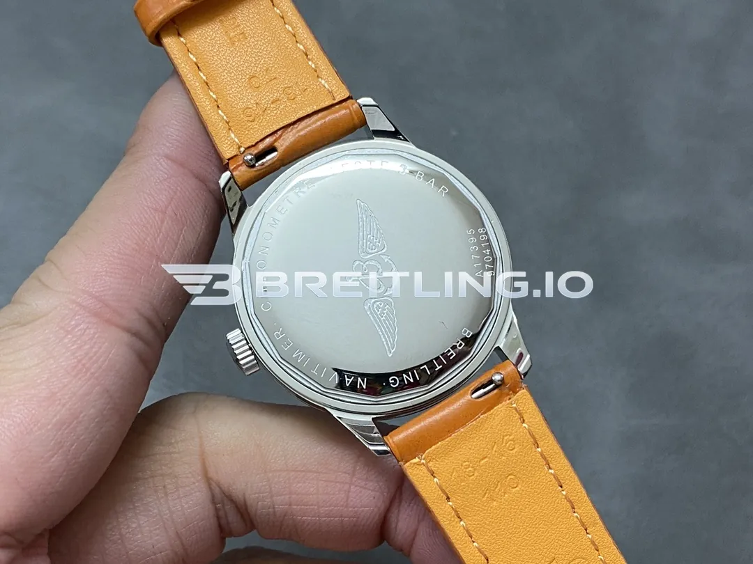 Breitling Navitimer A17395F41G1P3 35mm Silver Sunburst Dial Stainless Steel Beaded Flight Slide Rule Bezel Replica Back View