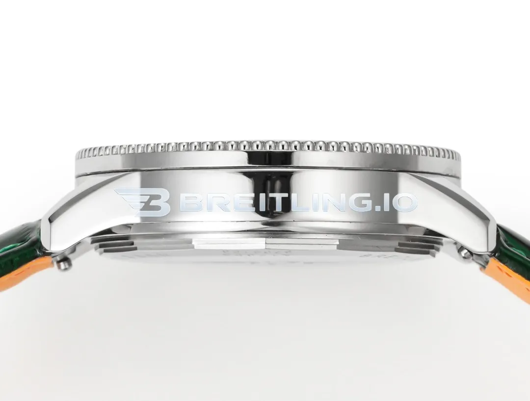 Breitling Navitimer A17327361L1P1 35mm Mint Green Sunburst Dial Stainless Steel Beaded Flight Slide Rule Bezel Replica Left View