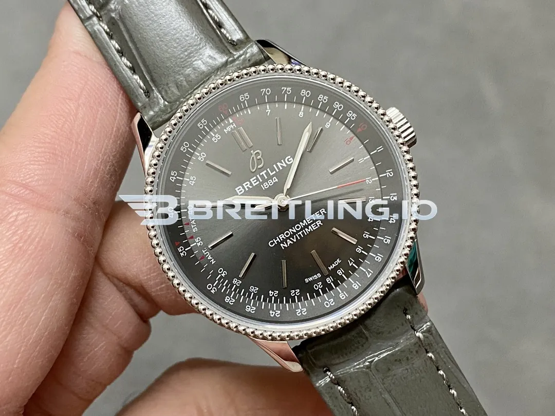 Breitling Navitimer A17327381B1P1 36mm Charcoal Grey Sunburst Dial Stainless Steel Beaded Grain Flight Slide Rule Bezel Replica Dial Detail 1