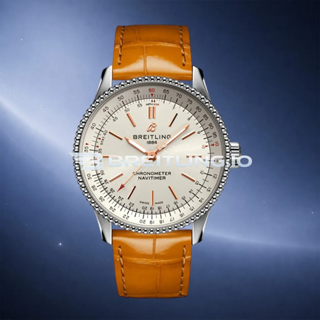 Breitling Navitimer A17395F41G1P3 35mm Silver Sunburst Dial Stainless Steel Beaded Flight Slide Rule Bezel Replica First Image