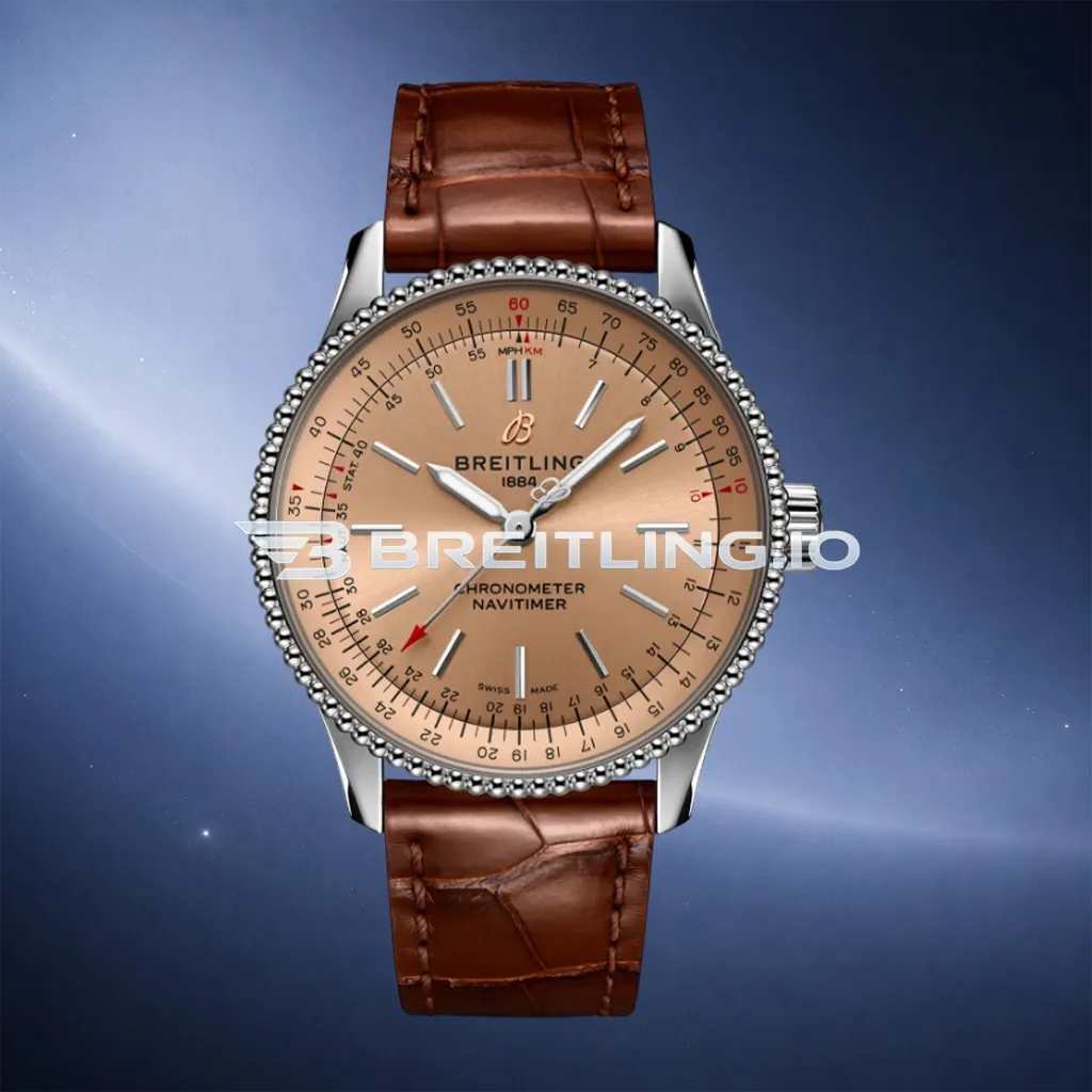 Breitling Navitimer A17395201K1P1 35mm Copper Sunburst Dial Stainless Steel Beaded Flight Slide Rule Bezel Replica First Image