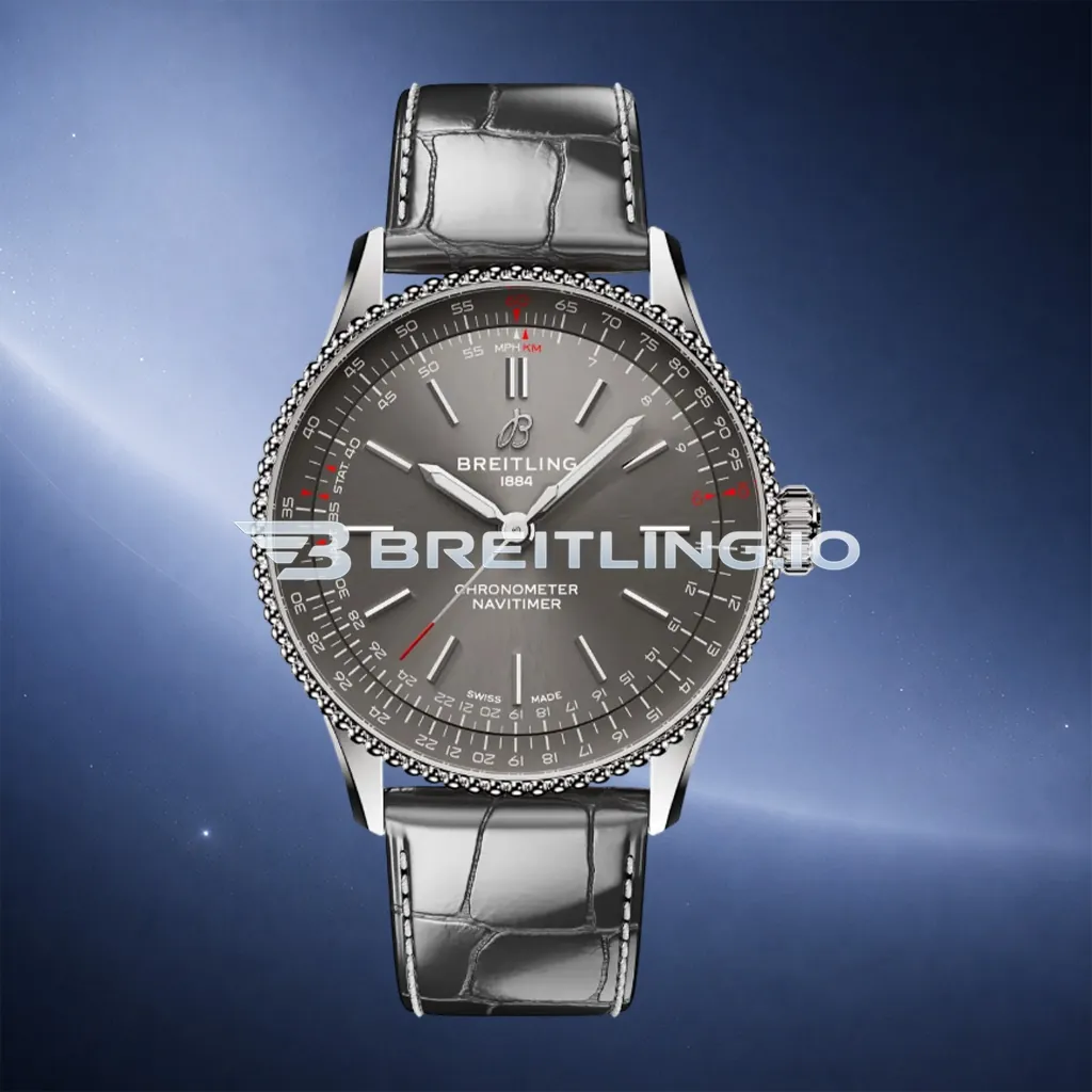 Breitling Navitimer A17327381B1P1 36mm Charcoal Grey Sunburst Dial Stainless Steel Beaded Grain Flight Slide Rule Bezel Replica First Image