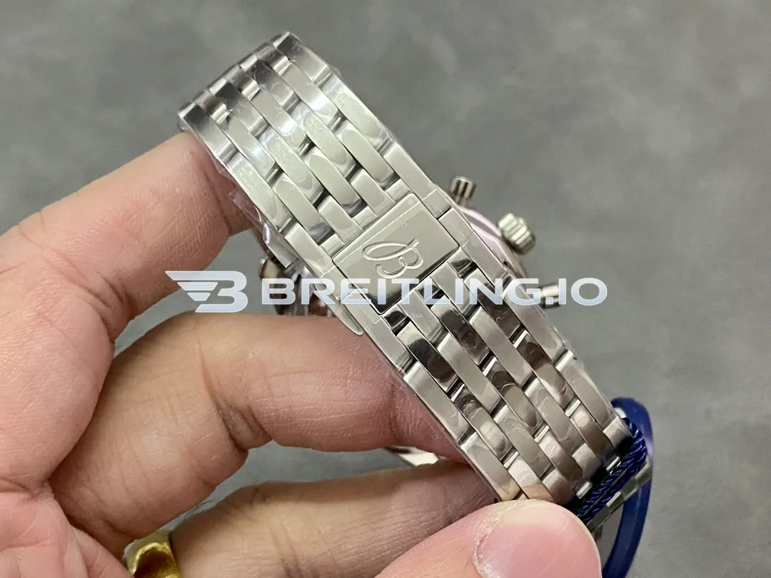 Breitling Navitimer AB0138241K1A1 43mm Copper Sunburst Chronograph Dial Dual-Tone Blue Grey Flight Slide Rule Bezel Replica Strap And Clasp