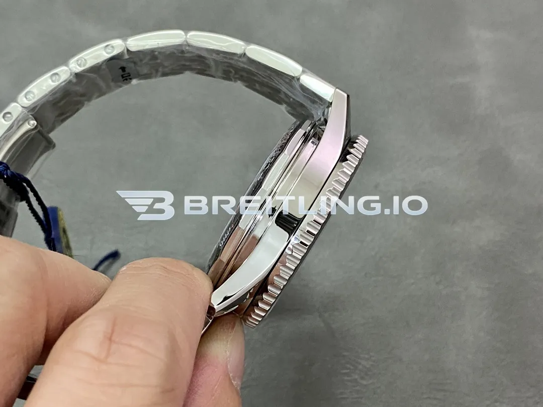 Breitling Navitimer AB0138241K1A1 43mm Copper Sunburst Chronograph Dial Dual-Tone Blue Grey Flight Slide Rule Bezel Replica Left View