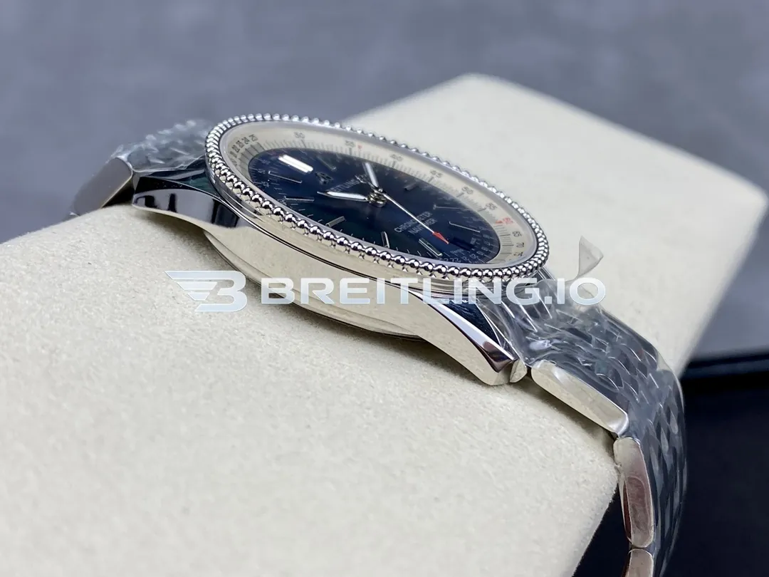 Breitling Navitimer A17325211C1A1 38mm Deep Blue Sunburst Single Dial Beaded Fluted Flight Slide Rule Bezel Replica Left View
