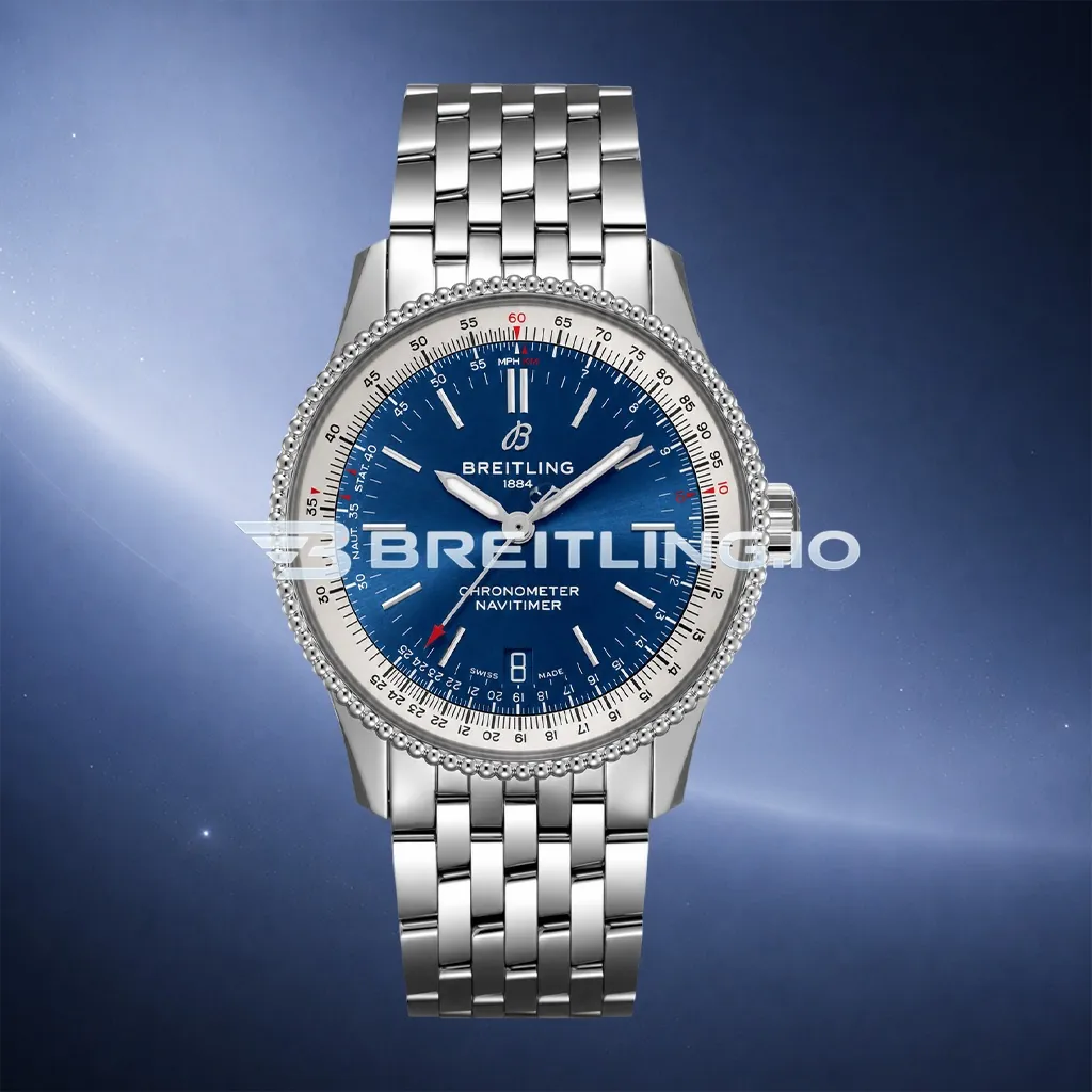 Breitling Navitimer A17325211C1A1 38mm Deep Blue Sunburst Single Dial Beaded Fluted Flight Slide Rule Bezel Replica First Image