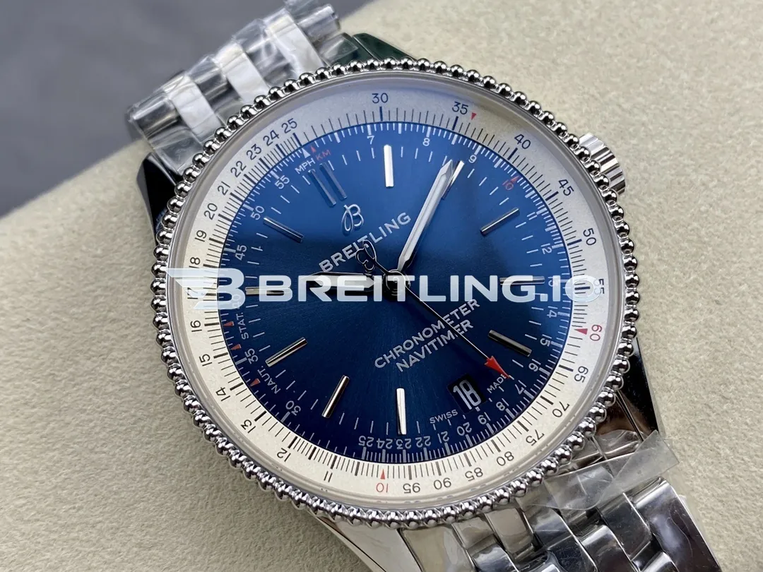 Breitling Navitimer A17325211C1A1 38mm Deep Blue Sunburst Single Dial Beaded Fluted Flight Slide Rule Bezel Replica Side View 1