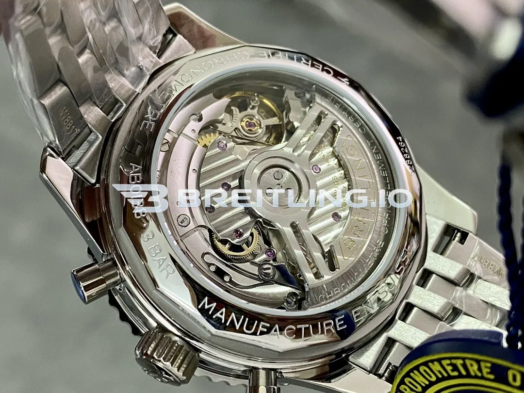 Breitling Navitimer AB0138241K1A1 43mm Copper Sunburst Chronograph Dial Dual-Tone Blue Grey Flight Slide Rule Bezel Replica Back View