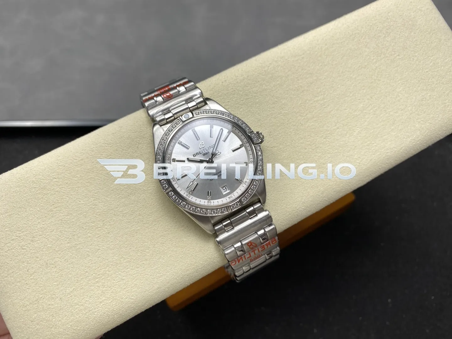 Breitling Chronomat A77310591A1A1 32mm Silver Sunburst Dial Diamond Brushed Polished Solid Stainless Steel Bezel Replica Side View 1