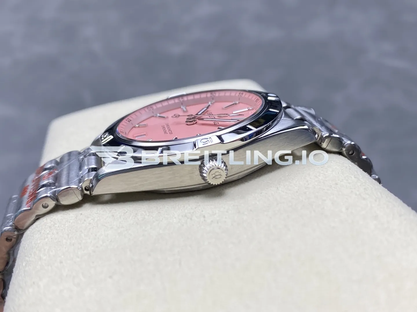 Breitling Chronomat A77310101K1A1 32mm Soft Pink Sunburst Dial Polished Stainless Steel Bezel Replica Right View