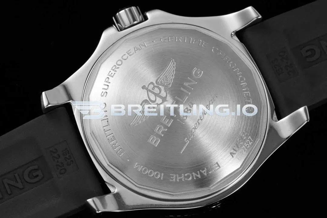 Breitling Superocean A17366D71B1S1 42mm Black Dial Yellow Inner Minute Track Black Ceramic Unidirectional Diving Bezel Replica Back View