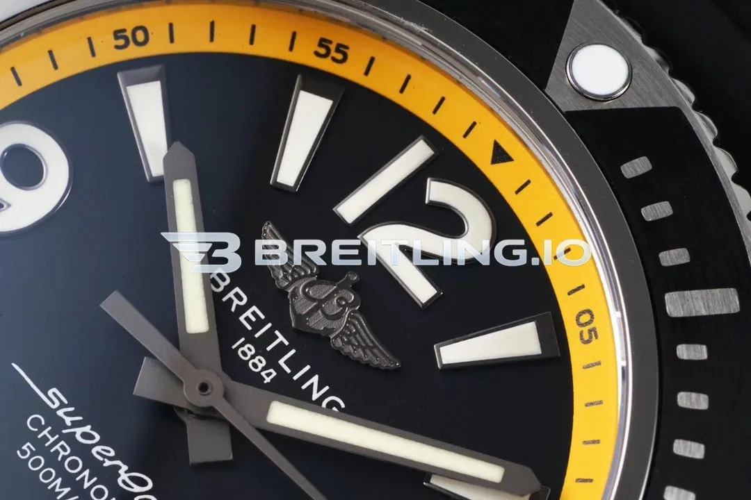 Breitling Superocean A17366D71B1S1 42mm Black Dial Yellow Inner Minute Track Black Ceramic Unidirectional Diving Bezel Replica Dial Detail 2