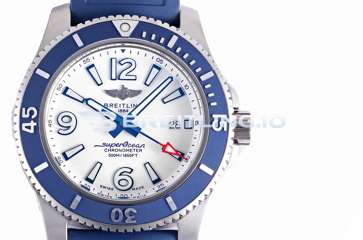Breitling Superocean II A17366D81A1S1 42mm White High-Visibility Dial Blue Ceramic Unidirectional Diving Bezel Replica Dial Detail 1