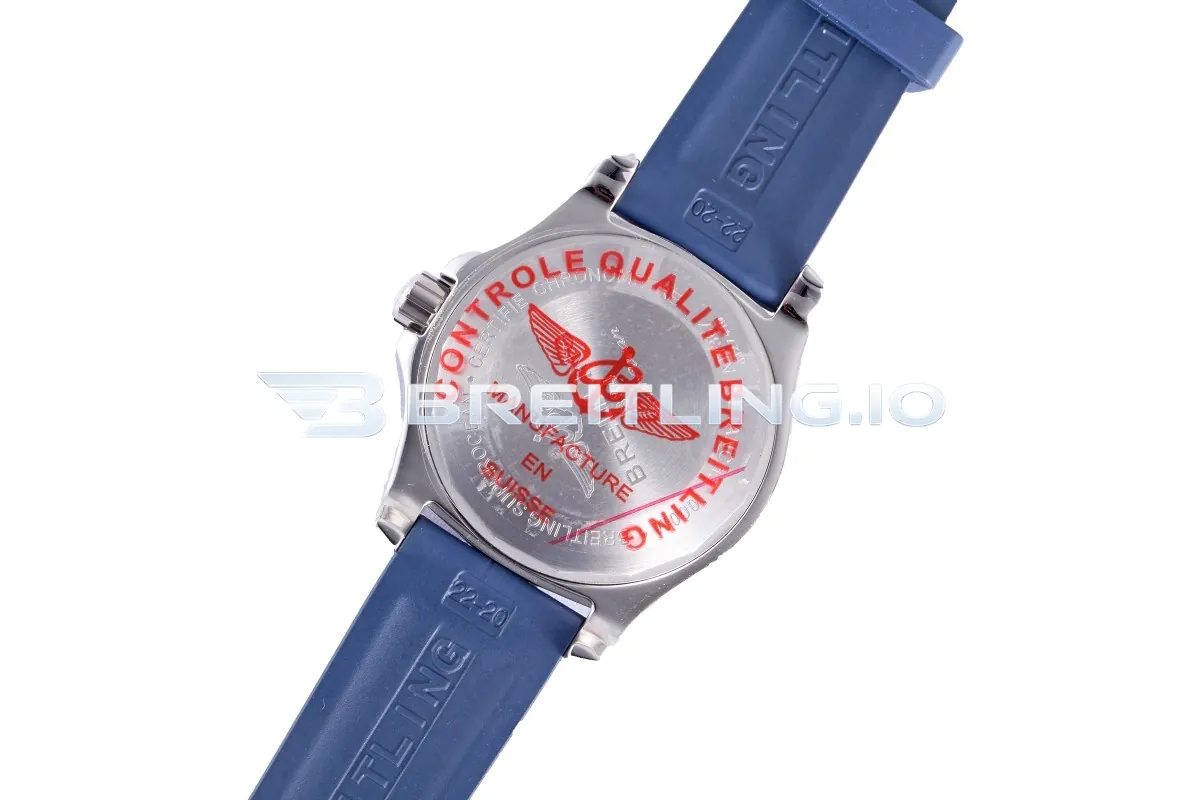 Breitling Superocean II A17366D81A1S1 42mm White High-Visibility Dial Blue Ceramic Unidirectional Diving Bezel Replica Back View