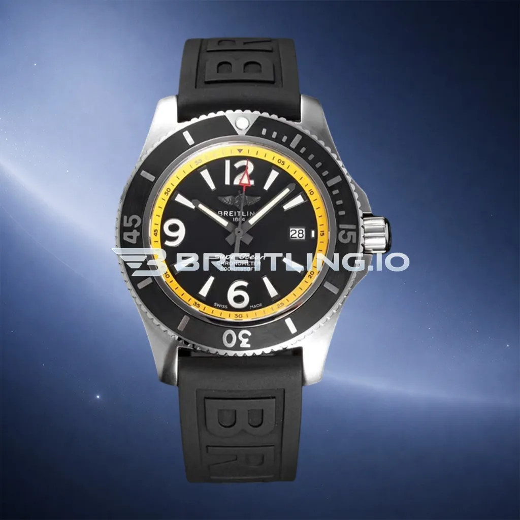 Breitling Superocean A17366D71B1S1 42mm Black Dial Yellow Inner Minute Track Black Ceramic Unidirectional Diving Bezel Replica First Image
