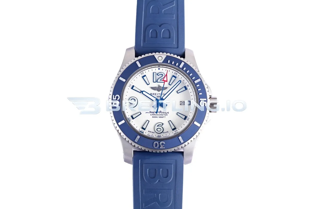 Breitling Superocean II A17366D81A1S1 42mm White High-Visibility Dial Blue Ceramic Unidirectional Diving Bezel Replica Front View