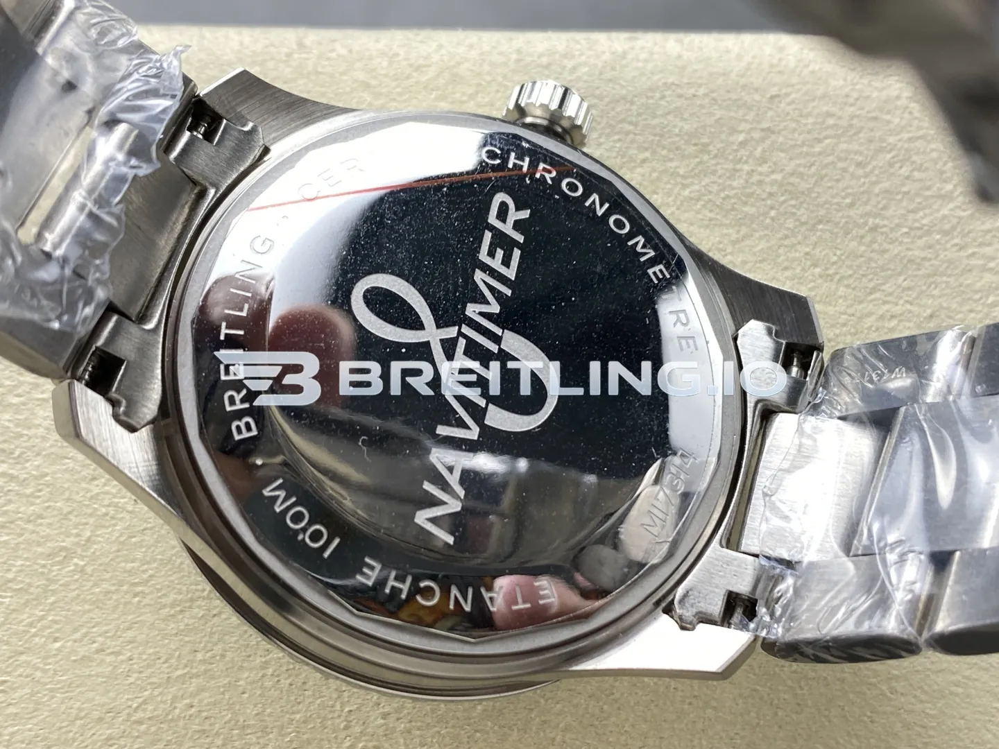 Breitling Navitimer AB3521U41B1A1 43mm Black Worldtimer Dial Stainless Steel Slide Rule Bezel Replica Back View