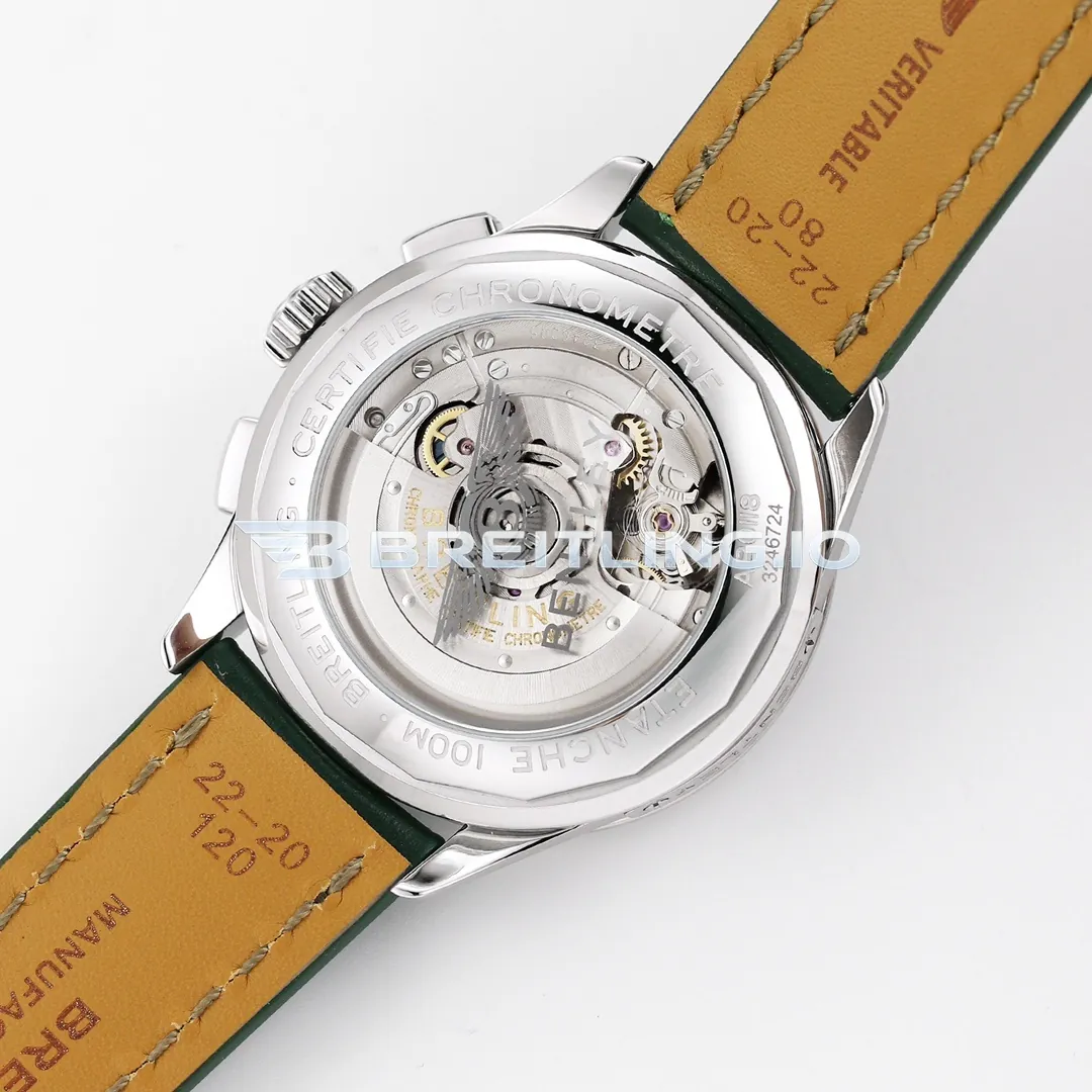 Breitling Premier AB0118221L1P1 42mm Emerald Green Sunburst Dual Subdial Chronograph Brushed Polished Stainless Steel Case Replica Back View