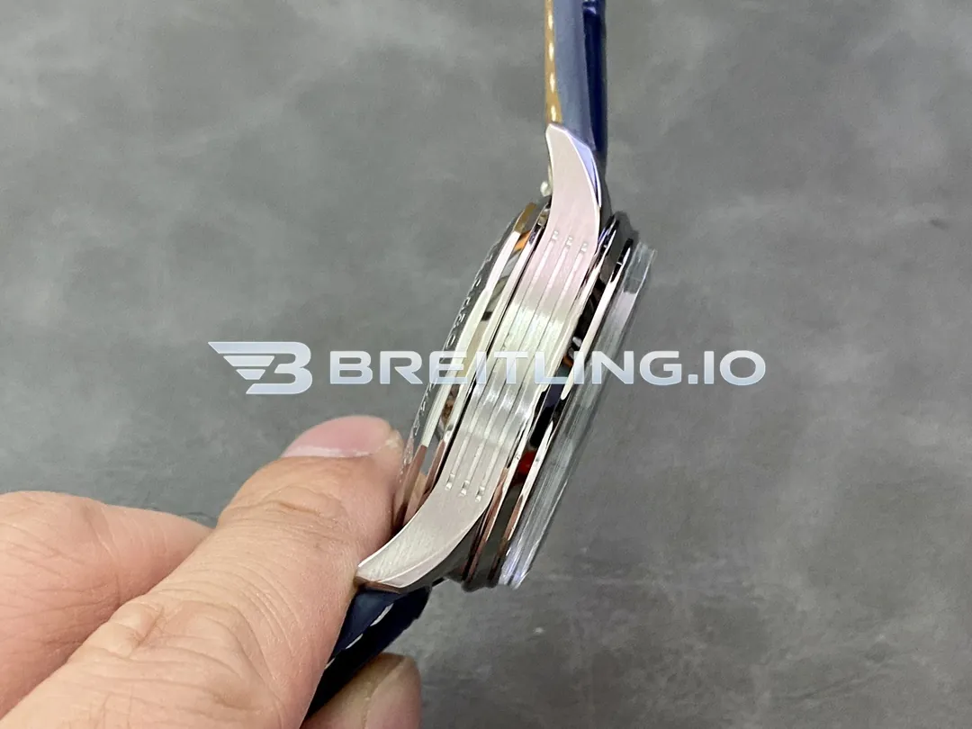 Breitling Premier B01 Chronograph 42 AB0118221C1P1 Deep Blue Sunburst Dual Subdial Brushed Polished Stainless Steel Replica Left View