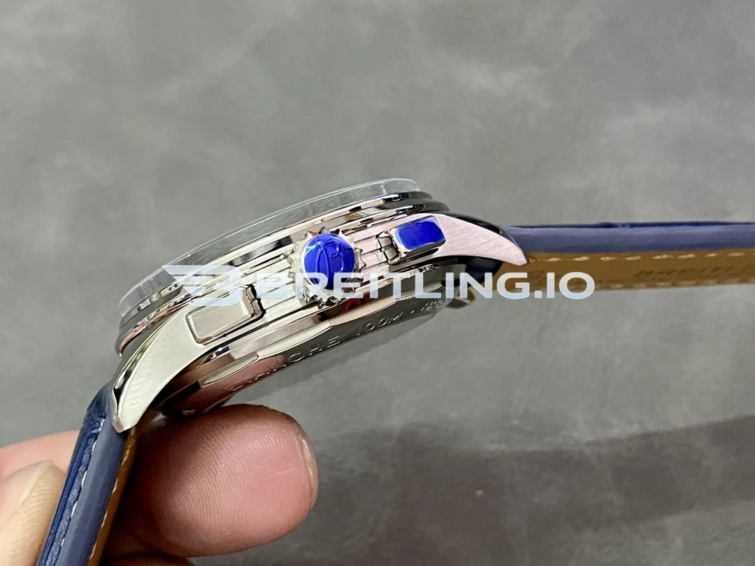 Breitling Premier B01 Chronograph 42 AB0118221C1P1 Deep Blue Sunburst Dual Subdial Brushed Polished Stainless Steel Replica Right View