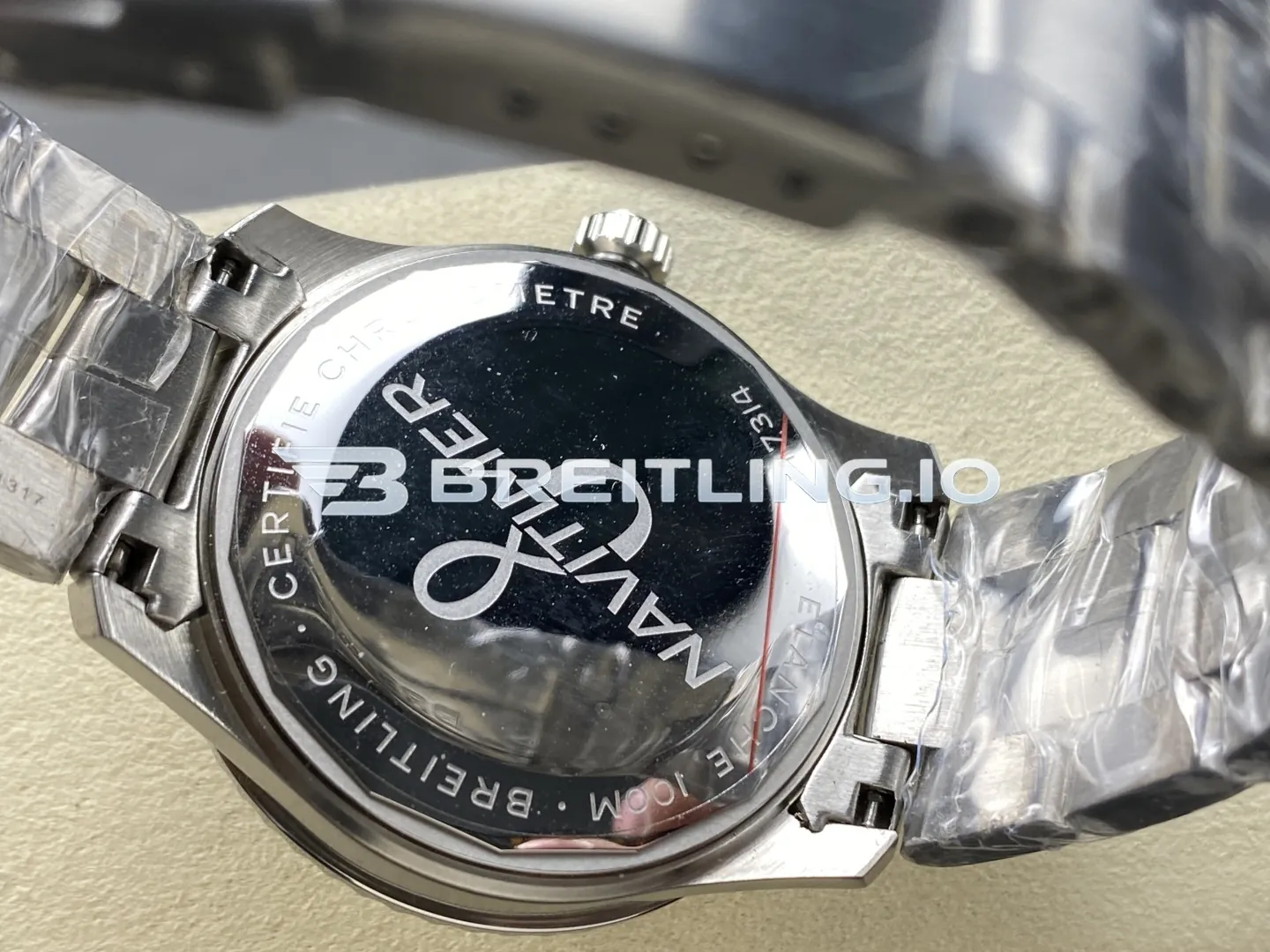 Breitling Navitimer AB3521U01G1A1 43mm Silver Sunburst Worldtimer Dial Slide Rule Bezel Replica Back View