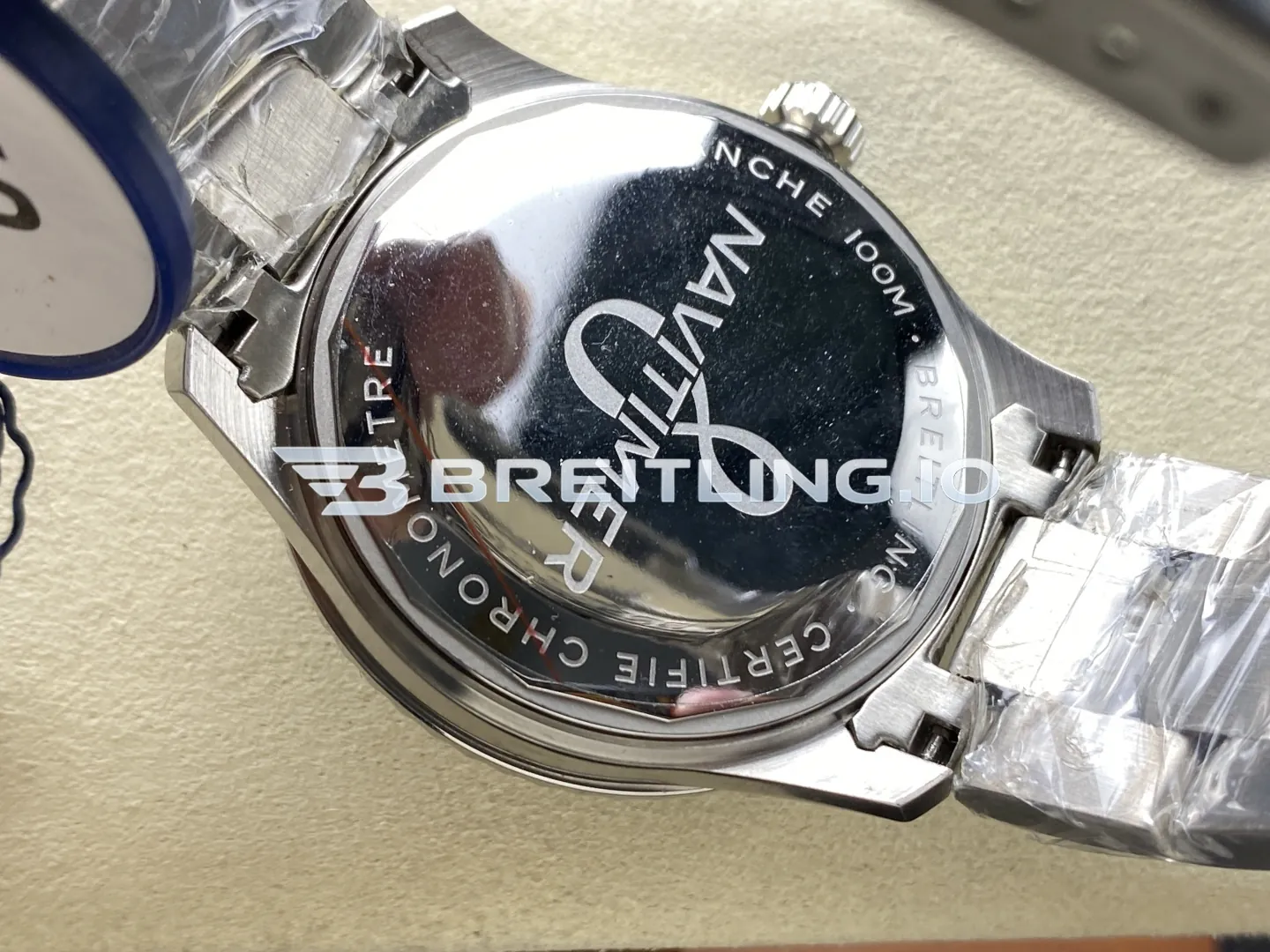 Breitling Navitimer A17315101C1A1 41mm Deep Blue Sunburst Single Date Dial Beaded Fluted Slide Rule Bezel Replica Back View