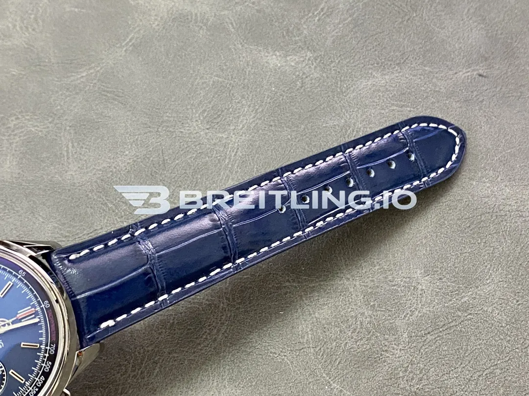 Breitling Premier B01 Chronograph 42 AB0118221C1P1 Deep Blue Sunburst Dual Subdial Brushed Polished Stainless Steel Replica Strap