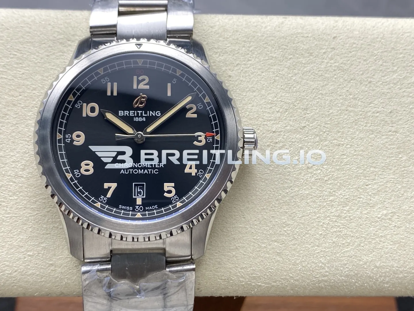Breitling Navitimer A17315101B1A1 41mm Matte Black Dial Brushed Polished Stainless Steel Bezel Replica Front View