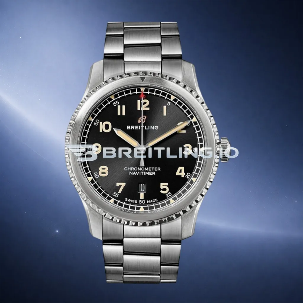Breitling Navitimer A17315101B1A1 41mm Matte Black Dial Brushed Polished Stainless Steel Bezel Replica First Image