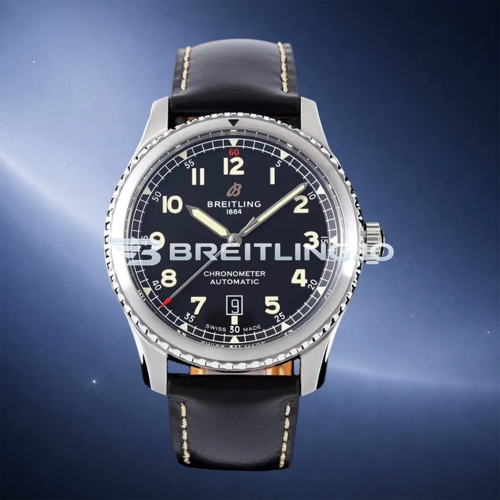 Breitling Navitimer A17315101B1X1 41mm Matte Black Vintage Gold Luminous Dial Polished Stainless Steel Bezel Replica First Image