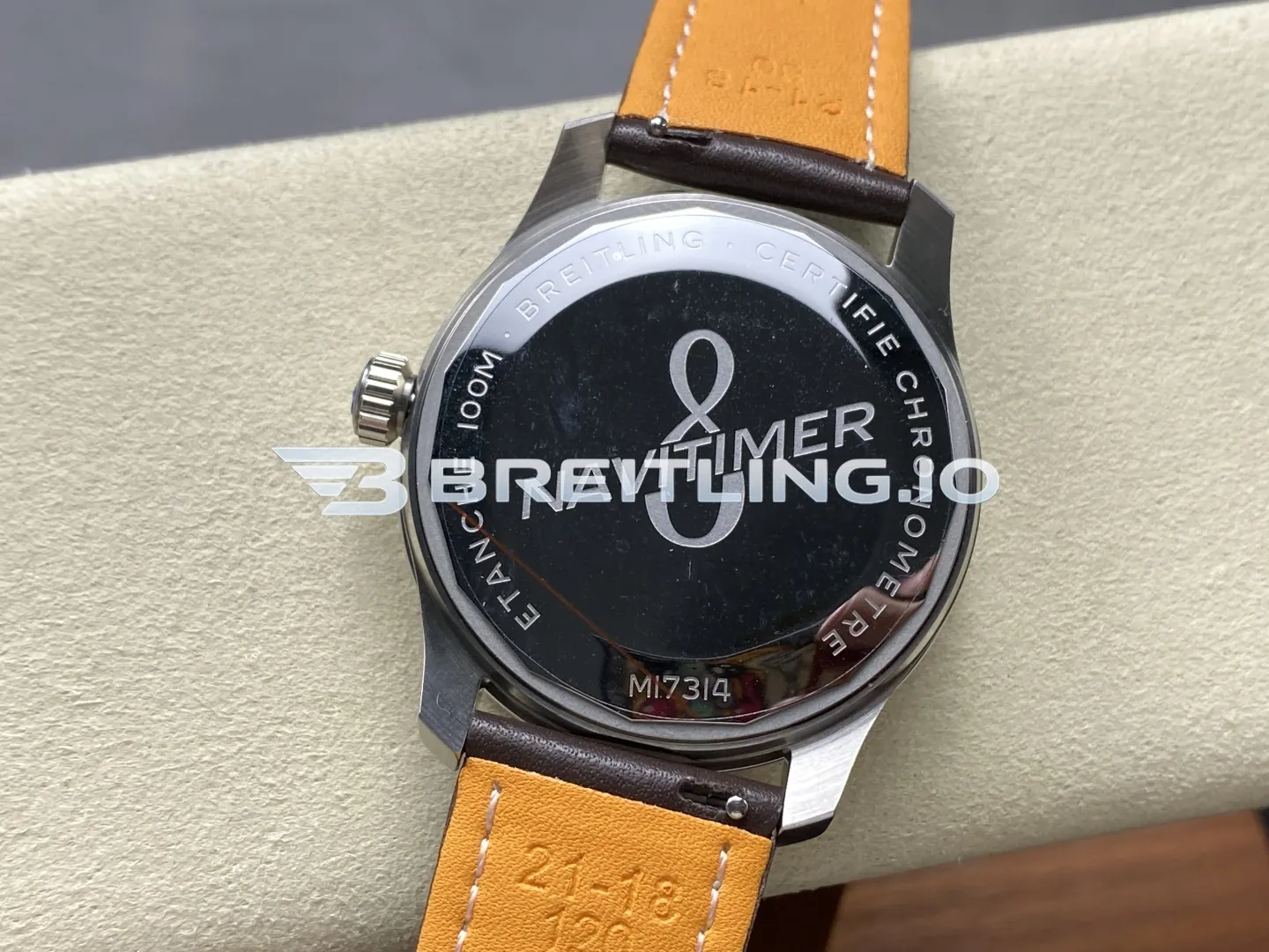 Breitling Navitimer A17314101B1X1 41mm Matte Black White Luminous Single Date Dial Beaded Bidirectional Slide Rule Bezel Replica Back View