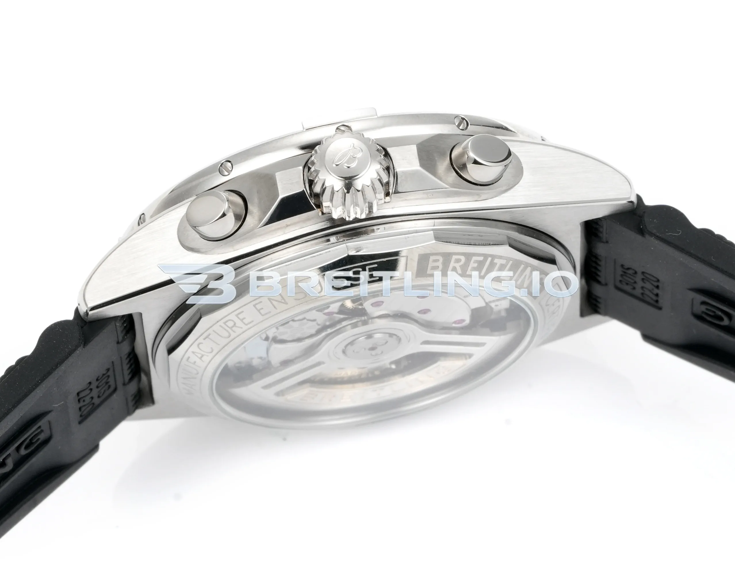 Breitling Chronomat AB0134721B1S2 42mm Black Sunburst Panda Chronograph Full Diamond Paved Ratchet Rotating Bezel Replica Right View