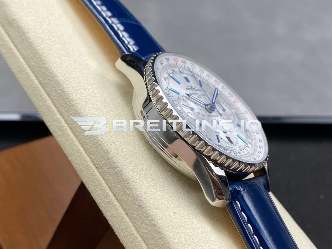 Breitling Navitimer B01 Chronograph AB0139A71G1P1 41mm Silver White Sunburst Subdial Aviation Slide Rule Bezel Replica Left View