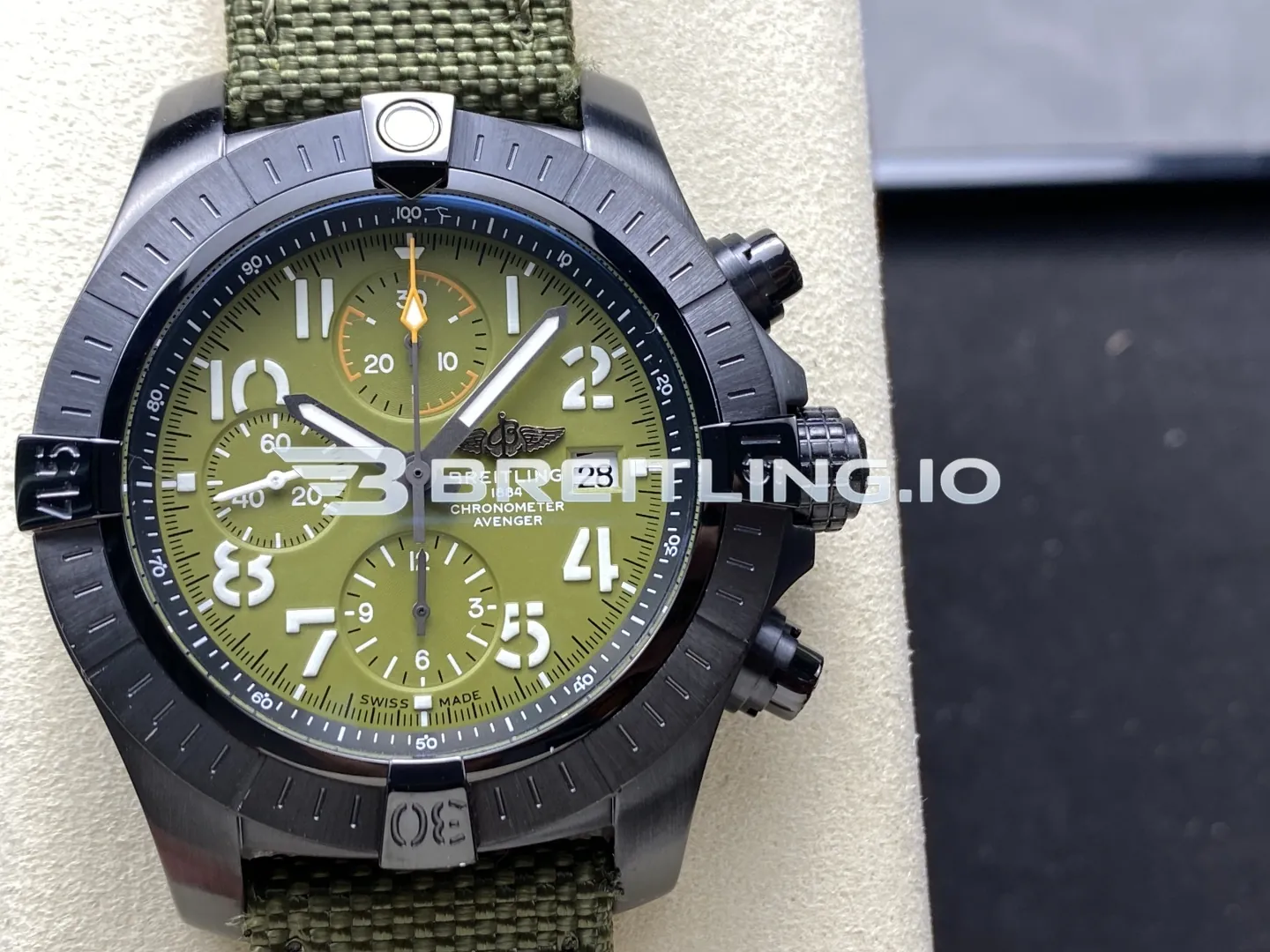 Breitling Avenger Night Mission V13317101L1X1 45mm Military Green DLC Coated Titanium Case Replica Front View